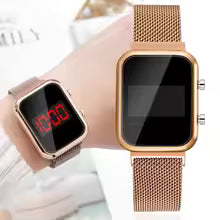 Luxury Rectangle Dial Quartz Watches for Women LED Digital Electronic Watch Magnetic Mesh Band Fashion Ladies Electronic Clock   4.4   18 Reviews   ౹   64 sold