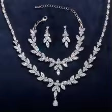 ZAKOL Brand Luxury Cubic Zirconia Dangle Earrings Necklace Elegant Gorgeous CZ Wedding Banquet Party Jewelry Set