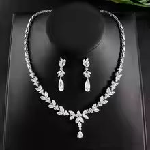 ZAKOL Brand Luxury Cubic Zirconia Dangle Earrings Necklace Elegant Gorgeous CZ Wedding Banquet Party Jewelry Set