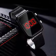 Luxury Rectangle Dial Quartz Watches for Women LED Digital Electronic Watch Magnetic Mesh Band Fashion Ladies Electronic Clock   4.4   18 Reviews   ౹   64 sold