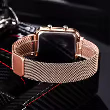 Luxury Rectangle Dial Quartz Watches for Women LED Digital Electronic Watch Magnetic Mesh Band Fashion Ladies Electronic Clock   4.4   18 Reviews   ౹   64 sold